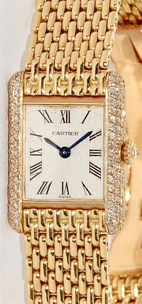 cartier gold diamond watch|18 karat gold cartier watch.